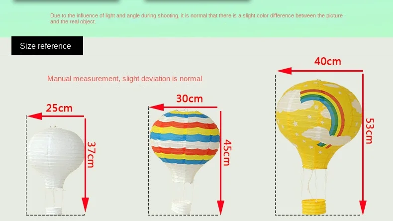 Description Picture 2 of itemChristmas Santa Claus Elk Rainbow Hot Air Balloon Paper Lanterns Bar Decoration Kids Birthday Party Wedding Decoration Supplies
