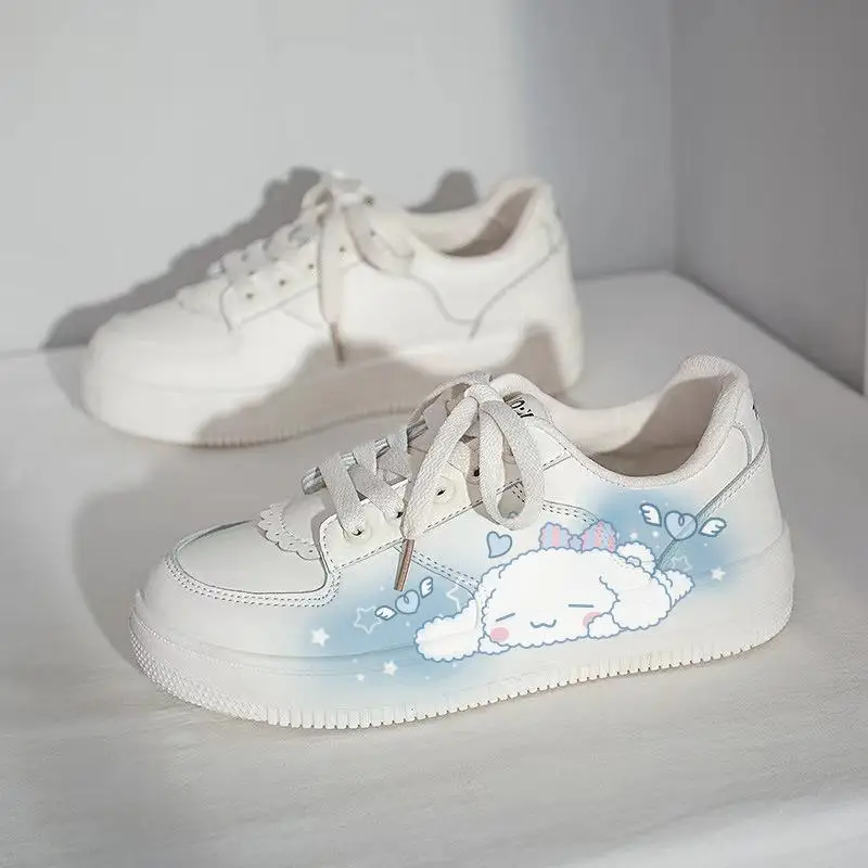 

New Sanrio Cinnamoroll Shoes Cartoon Kuromi White Sneakers Soft Breathable Flat Shoes Y2K Student Casual Fashion Sneaker Gift