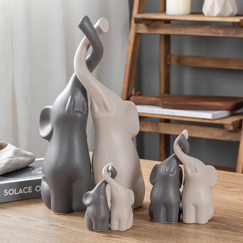 

Shuangsheng-Nordic style elephant ornament matte ceramic home decoration creative animal ornament