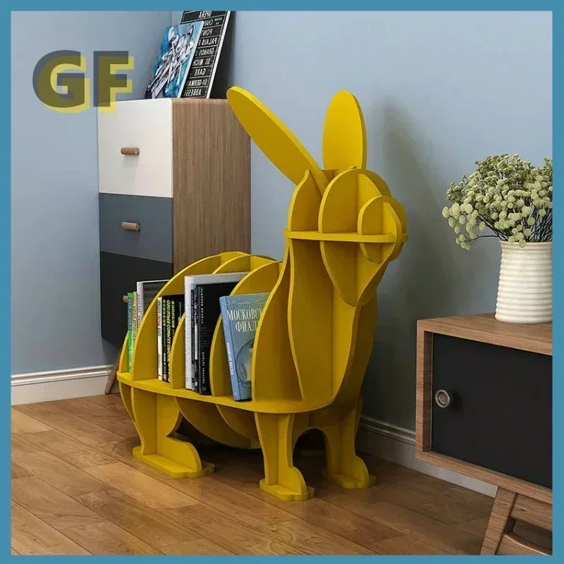 S/M Creative Animal-shaped Rabbit Bookcase Kindergarten Kids Furniture Children's Bookshelf Rack Home Decoration Floor Ornaments