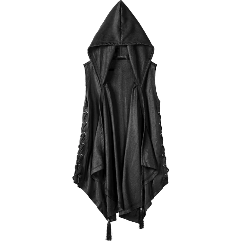 

Rason Men's God Long Vest Japanese Style Cardigan Cape Coat Hoodie Mysterious Black Street Trend Vest Coat Gothic Men Vest
