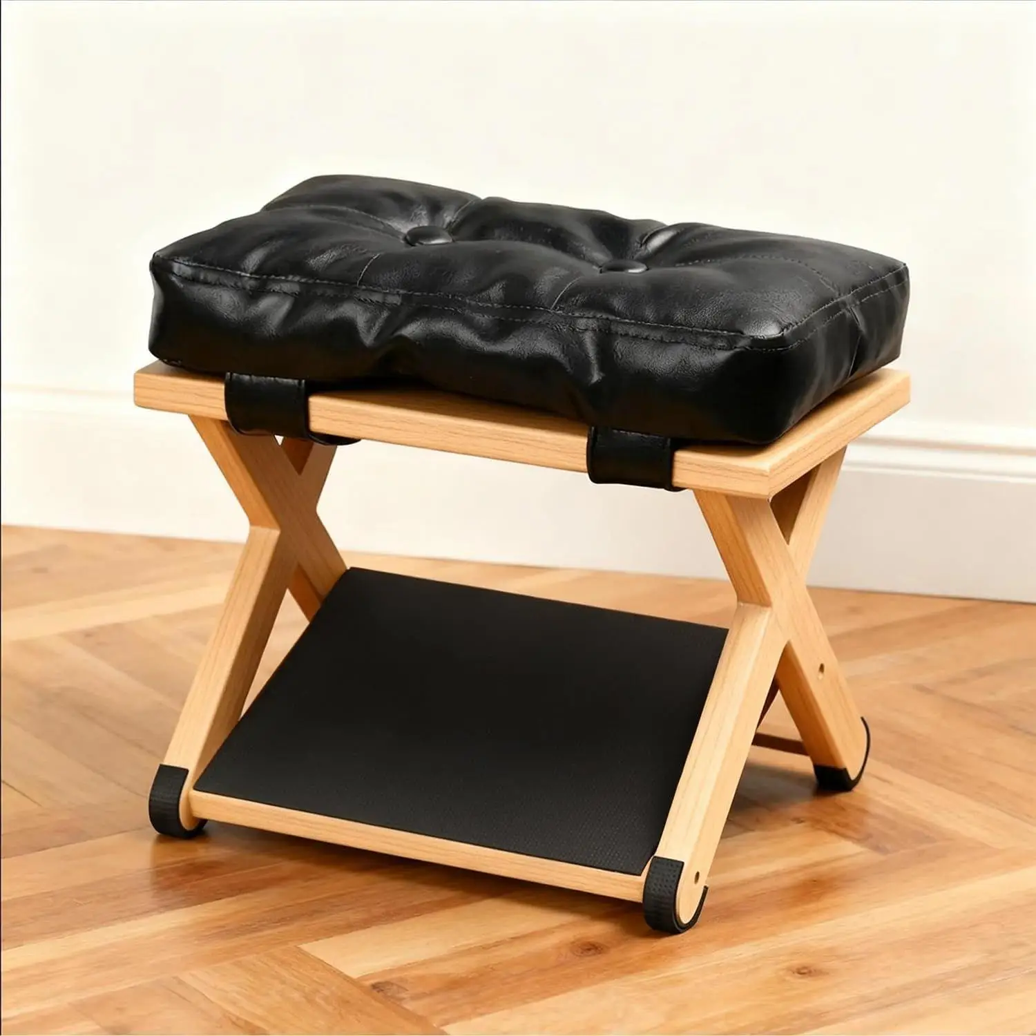 Under Desk Footrest Wooden Double Layer Non Slip Ergonomic Foot Rest for Office Home Apartment Bedroom Adjustable Foot Stool