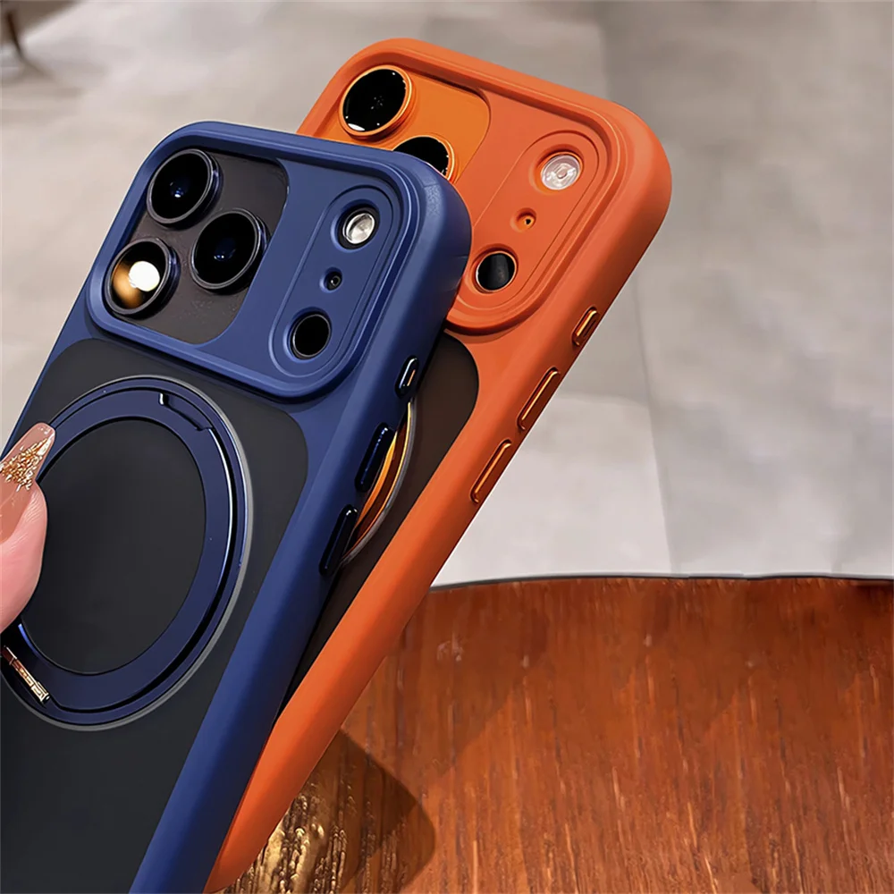 Luxury Magnetic Aluminum Alloy Stand Phone Case with 360° Rotating Folding Bracket Protective Cover