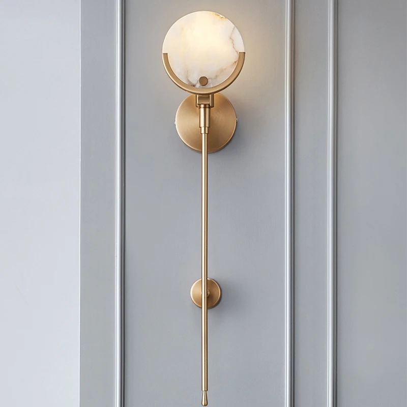 

Modern Gold Marble copper Wall Lamp For Living Room Bedroom Hotel Minimalist Bedside Lamp LED Home Indoor Light Fixtures