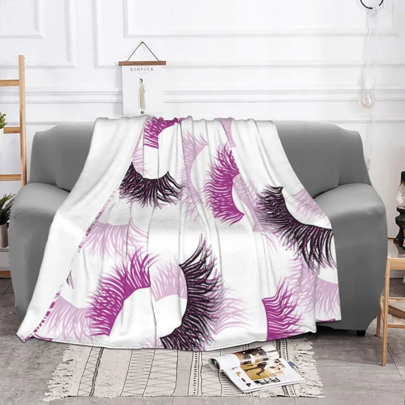 

Eyelash Lashes Pattern Unicorn Blankets Coral Fleece Plush Spring Autumn Ultra-Soft Throw Blankets for Sofa Travel Bedspreads