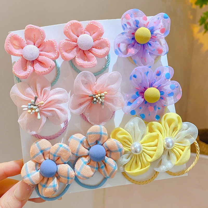 10/20 pieces/set cute baby hair accessories princess sweet flower elastic hair bands girls hair ties head covers gifts