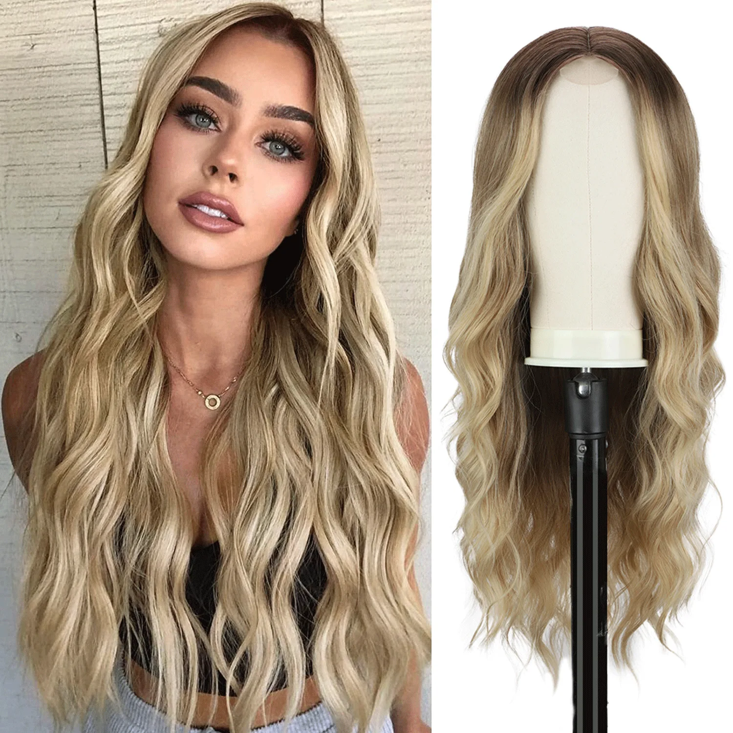 

26 inch European Long Curly Synthetic Hair Large Wave Front Lace Wig Women's Hair Wigs Fiber Wig Cover