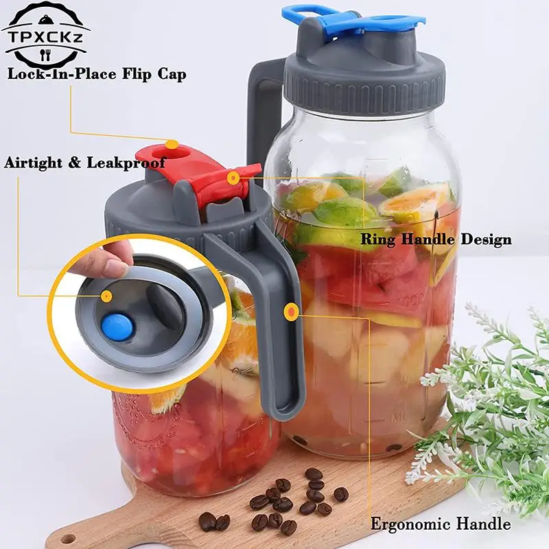 Reusable Mason Jar Lids Cover Drinking Bottle Lid With Pour Holes Wide Mouth Jar Cap Leak-proof Bottle Cover Kitchen Gadgets