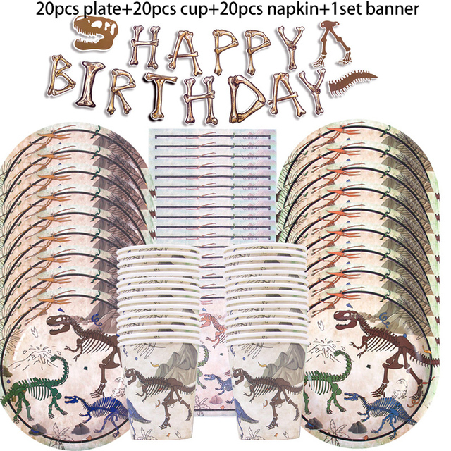 Safari Birthday Party Decoration Disposable Tableware Set Safari Dinosaur Party 1st Birthday Boy Baby Shower Supplies