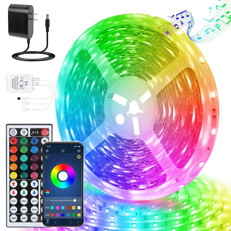 Wifi Control LED Strip Light 24V Infrared Bluetooth RGB 5050 Music Sync USB Flexible Lamp For Room Decor TV Backlight Luces Led rgb led music sync bluetooth strip lights for bedroom usb lamp for screen tv backlight app control color changing luces led