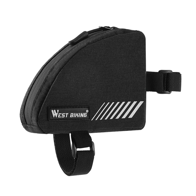 WEST BIKING Mini Triangle Bike Bag 0.4L Bicycle Frame Front Tube Storage Bag Reflective Tear-Resistant MTB Road Bike Pannier