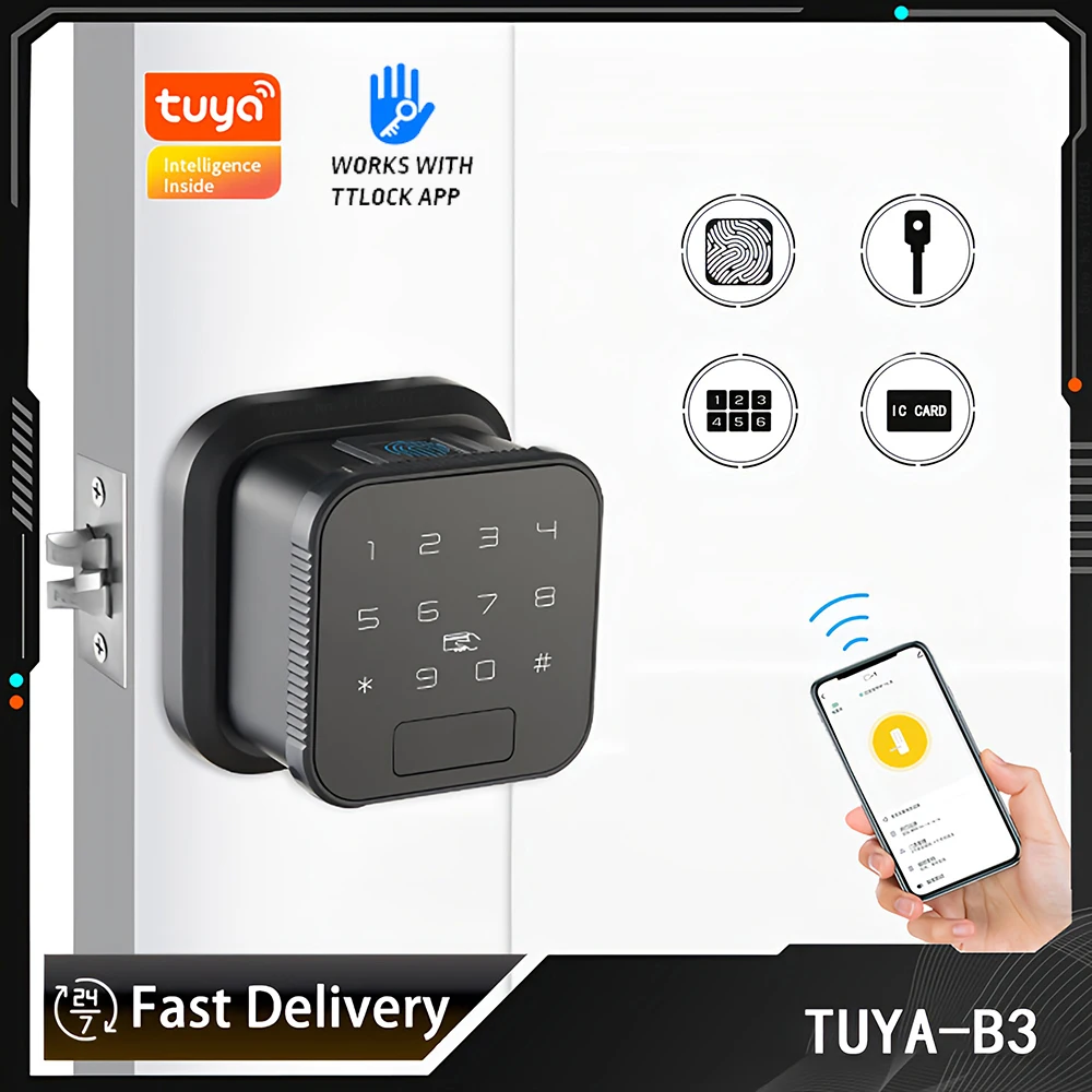 

TUYA Smart Door Lock TTLOCK Latch Wifi Electronic With Fingerprint IC Card Password Key Unlock USB Emergency Charge Zinc Alloy