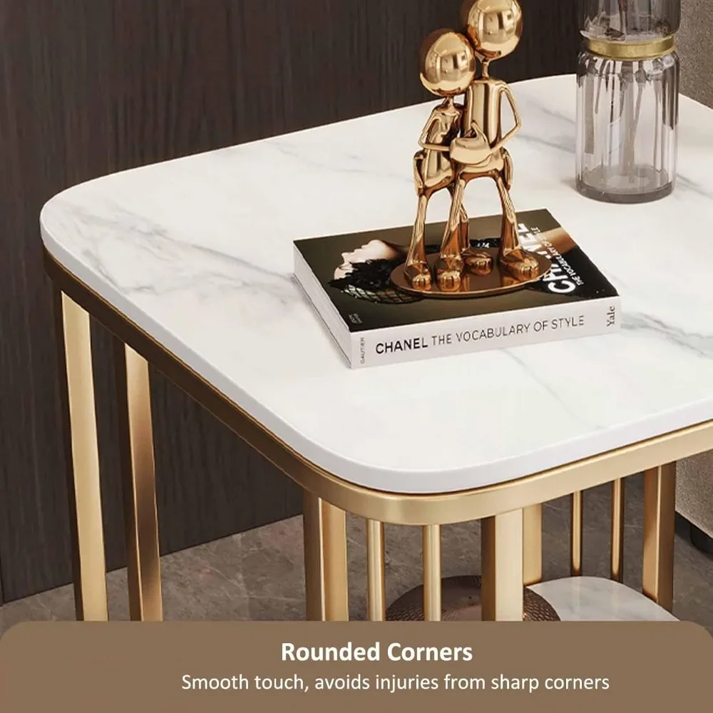 End Table with Storage, 2-Tier Side Table with Metal Frame,Modern Coffee Table for Small Spaces,Small Bedside 6