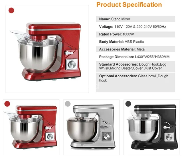 Impastatrice Planetaria Offerta Ciotola 5L Robot da Cucina Mixer Sbattitore  Elettrico 6 velocità con di Impulso con K-Beater, Gancio per Pasta, Frusta  per Torta, Pastella, Pane, Dessert E Altro (Colo : 