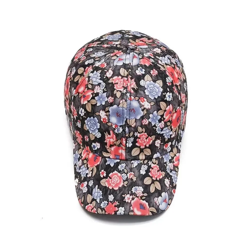 Adjustable Cotton Baseball Caps Fashion Floral Print Breathable Elegant Visors Cap Casual Vintage Peaked Cap Women