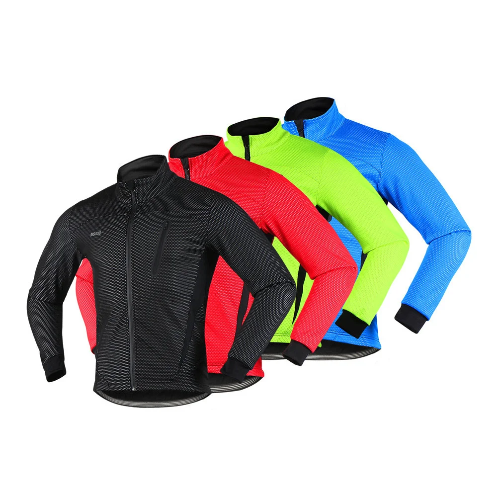 

Winter Warm Up Thermal Fleece Cycling Jacket Men Outdoor Sport Bicycle MTB Road Bike Clothing Reflective Wind Coat