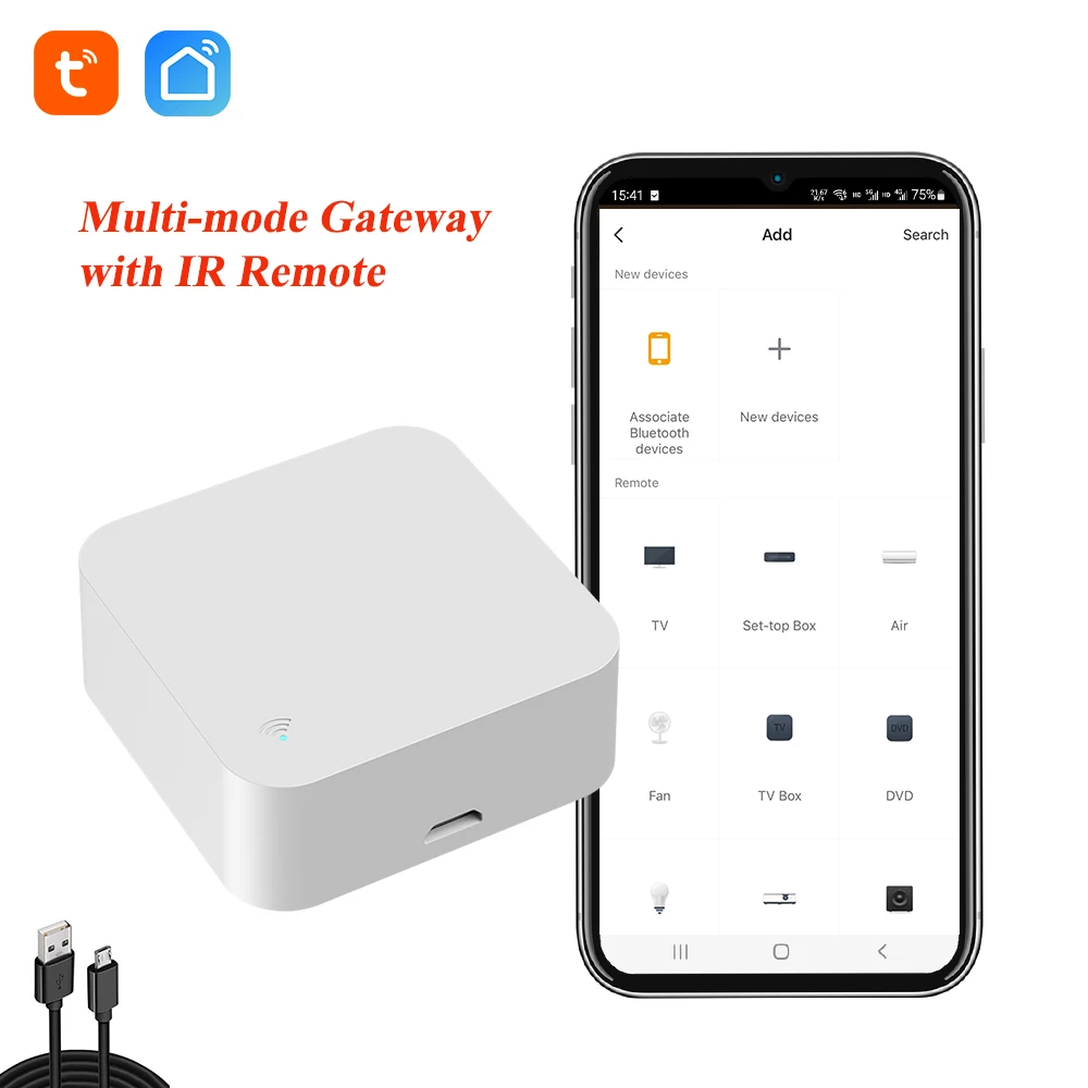 

Tuya ZigBee Ble WiFi Multi Mode Gateway with Infrared Remote Controller IR Blaster for Air Conditioner TV Smart Home Automation