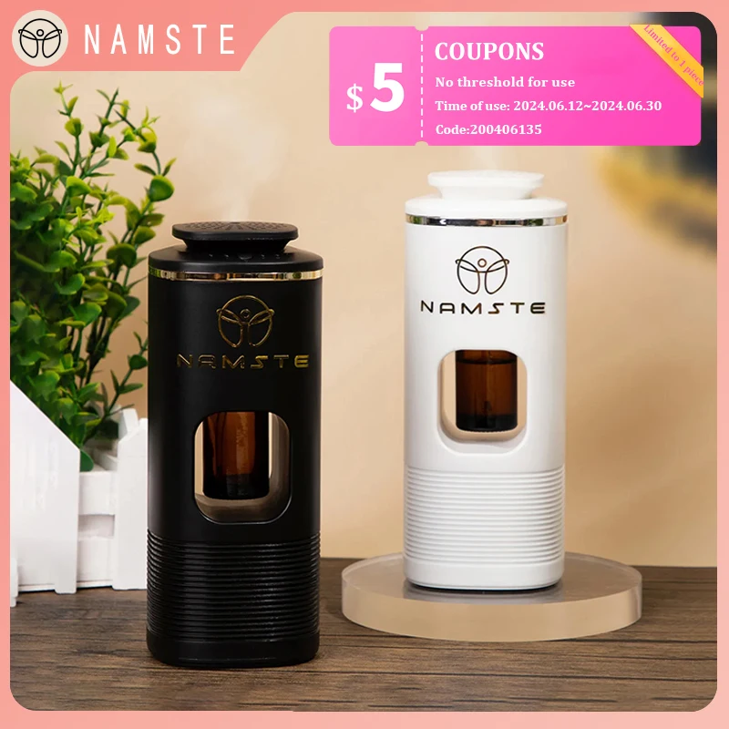 NAMSTE 차량용 디퓨저, USB 충전, 가정용 공기 청정기, 7 색 조명 방향제, 에센셜 오일 디퓨저, 진동 센서 스위치