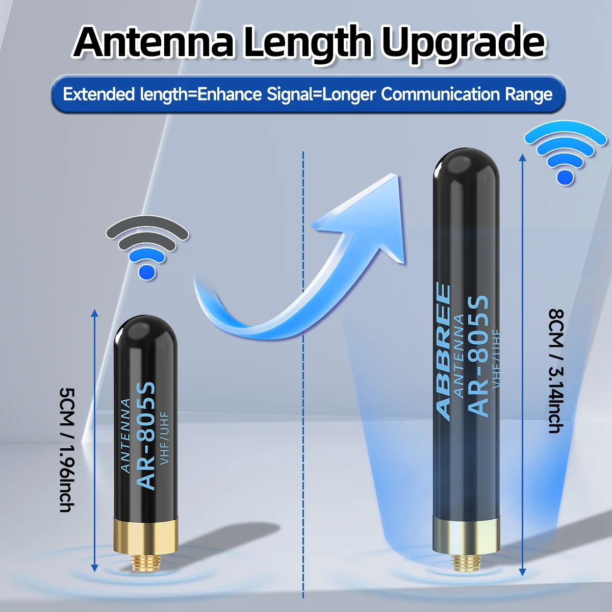 ABBREE AR-805 Plus AR-805S 고이득 듀얼 밴드 안테나 Baofeng UV-5R UV-21 PRO AR-152 PRO 양방향 라디오용 SMA 암 커넥터