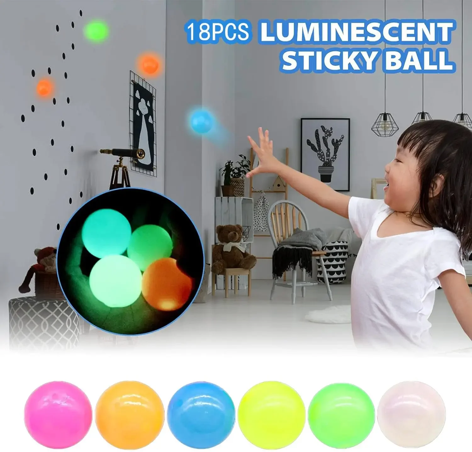Stress Relief Toys Dream Balls Glow in The Dark That Stick Glow-in-the-dark Ball Venting Balls Pinch Party Decoration Children's Gifts
