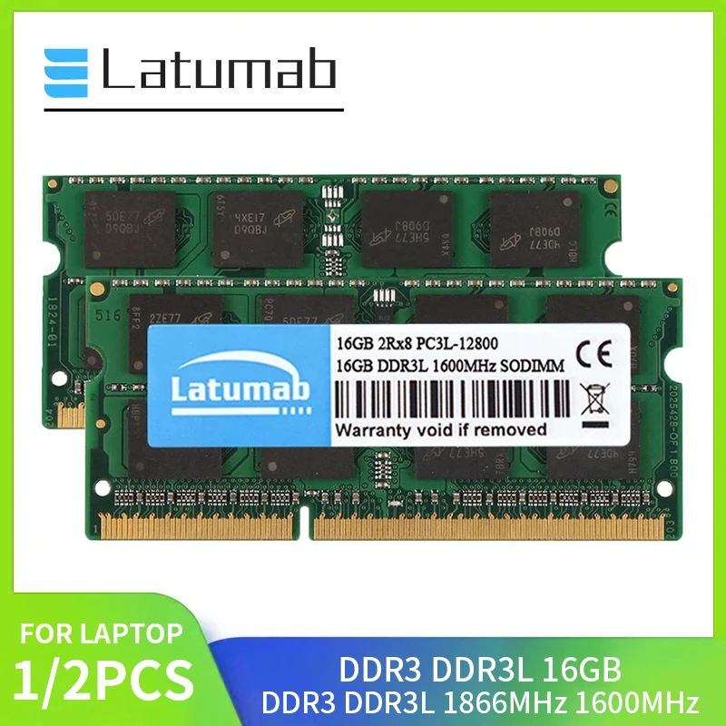 1/2 Pz Latumab Ram Ddr3 Ddr3L 16Gb 1600 1866Mhz Memoria Del Computer Portatile Pc3-12800 14900 Memoria Sodimm 1.5 1.35V Laptop Memoria Ram Module