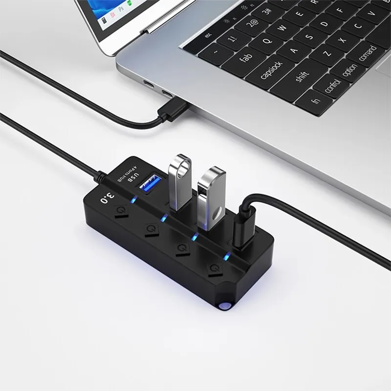 HUB USB 3.0 USB Splitter 2.0 4-in-1 USB Adapter Multi-Port Independent Power Switch Extender 30CM Cable 5