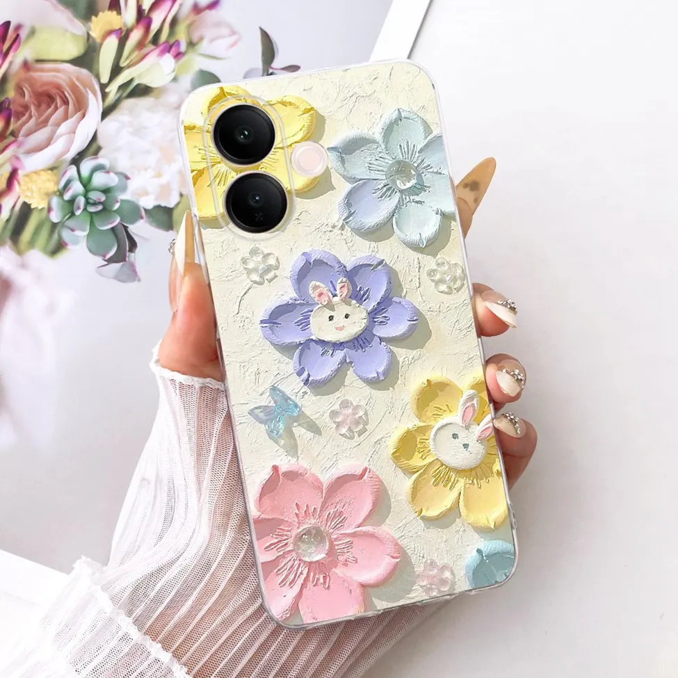 Clear Luxury Cute Cat & Butterfly Painted Case