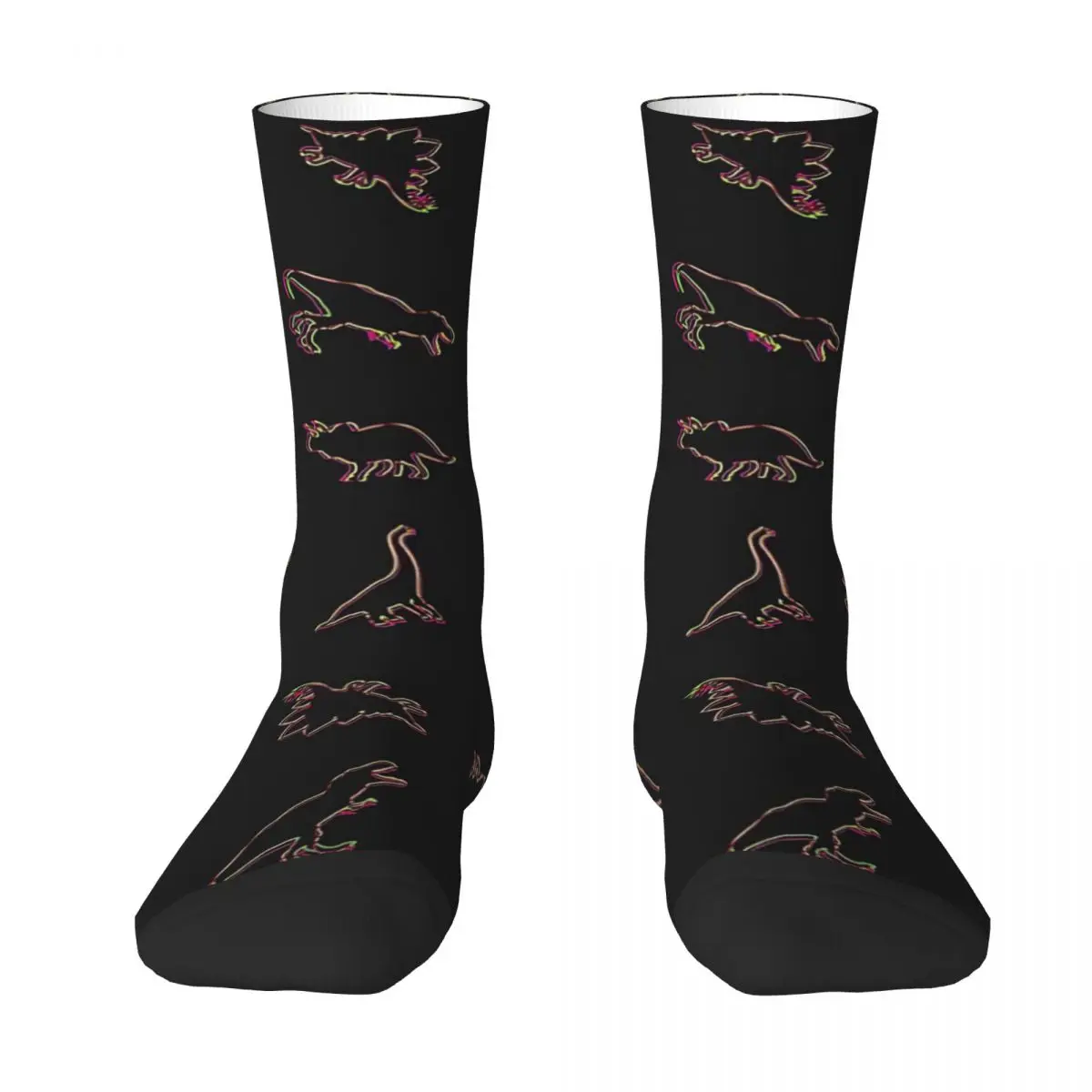 

Neon Dinosaur Outlines (dark) Adult Socks Unisex socks,men Socks women Socks