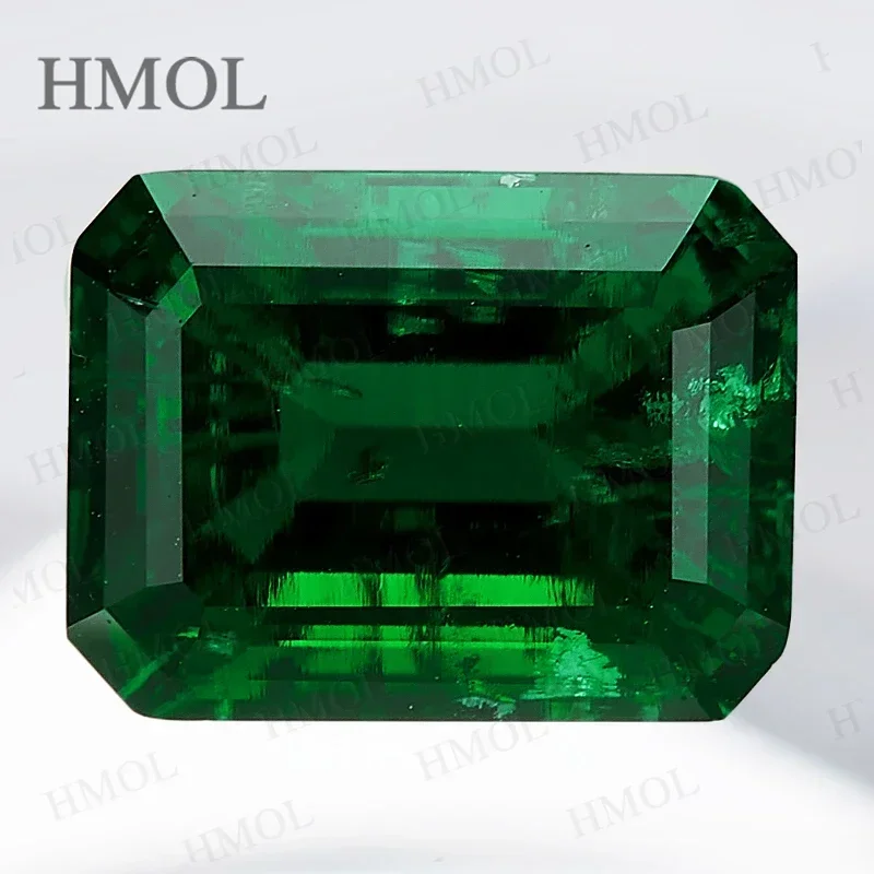 Lab Grown Zambian Emeralds Green Color Emerald Cut With Cracks Inclusions Inside Selectable AGL Certificate Charm Jewelry Making