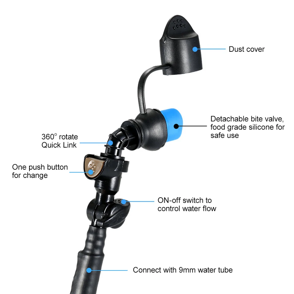 Tubo Isolato Per Vescica Idratazione - Boccaglio Con Valvola ON/OFF, 1m