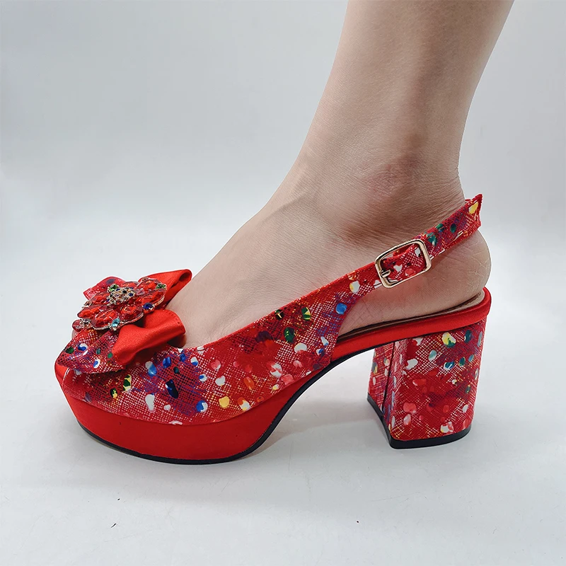 Fashionable Top Italian Designers 2023 Star Luxury Round Toe Prints Bowknot Bright Diamond Summer Women's Shoes With High Heels
