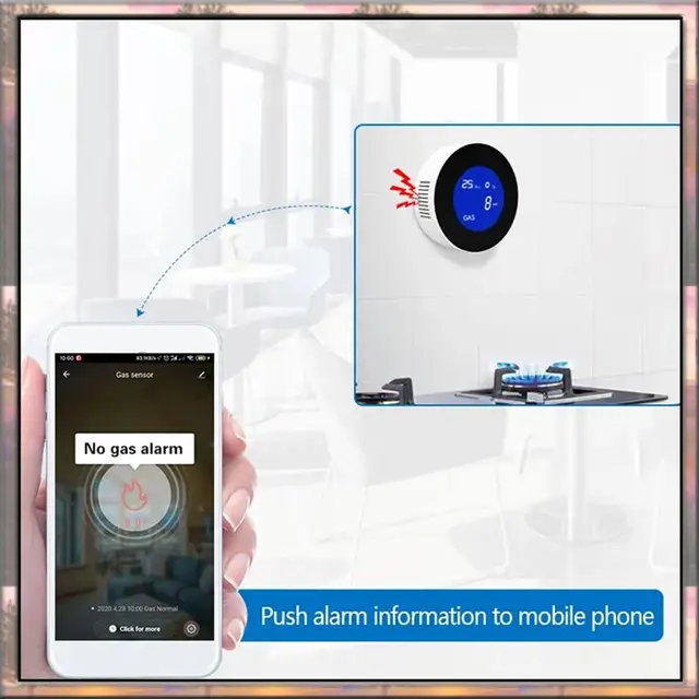 BAAZ HOT Wifi Gas Leak Detector Combustible Gas Alarm With Temperature Function With LCD Display With Tuya App EU Plug 4