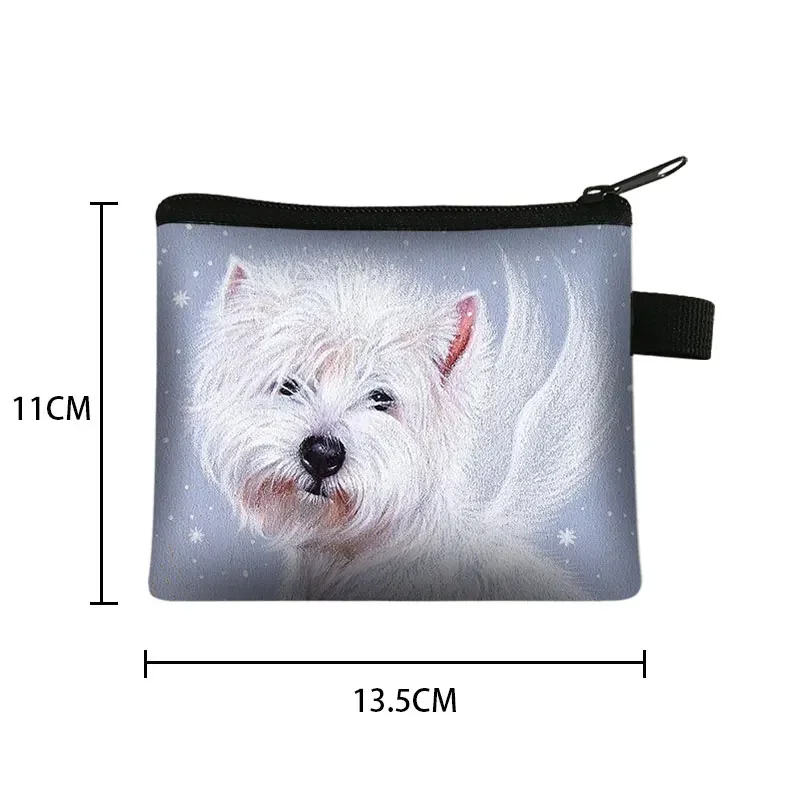 Westie Dog Painting Coin Pouch Women Lipstick Card Key Bag Mini Dog Wallets Gift