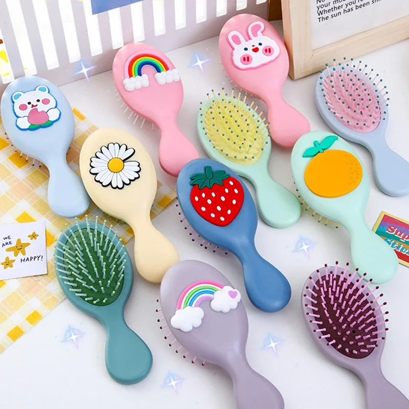 Hair Brush Comb Mini Portable Small Massage Untangling Hairbrush Cute Cartoon Air Cushion Anti-screw Hair Brush Comb for Girls Things Care Tools