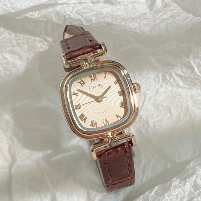 

Brand Women Quartz Watch Small Square Retro Roman Watches Student Minimalist Temperament Versatile Wristwatch Dropshipping