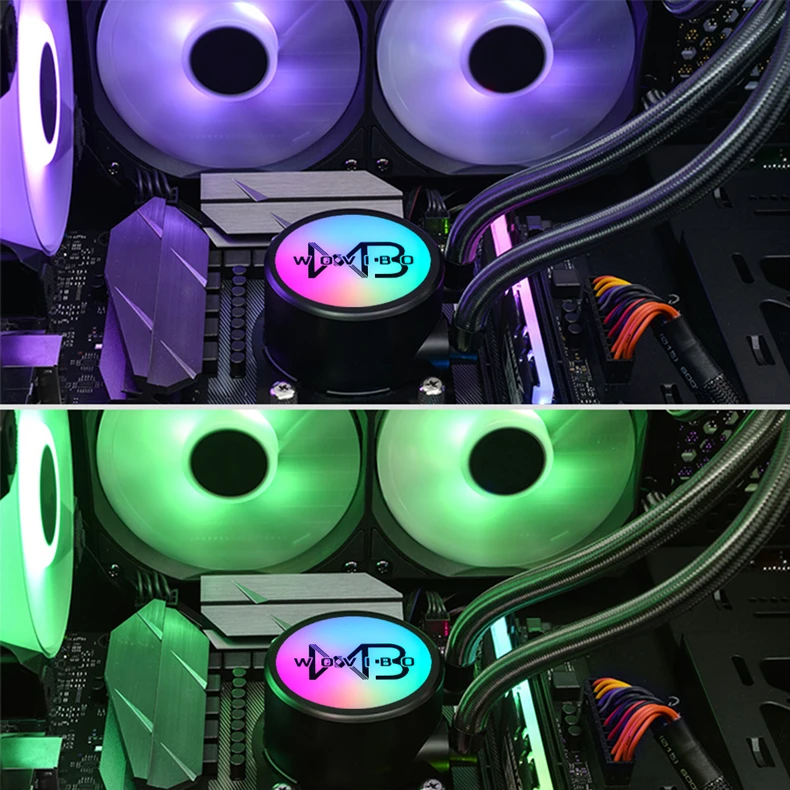 Wovibo Cpu Água de Resfriamento Líquido Refrigerador Ventilador Ventilador Rgb Argb para Intel Lga 1150 1151 1155 1200 1366 2011 Amd Am3 Am4 Radiador Ventiladores e resfriadores - Imagem 2