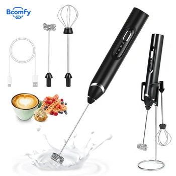 Wireless Milk Frother Mini Electric Handheld Foam Maker Coffee Whisk Mixer USB Rechargeable 3 Speed Milk Foam Machine Egg Beater 1