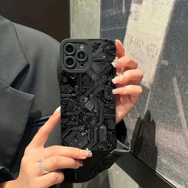 Creative Circuit Board Pattern Silicone Phone Case For iPhone 16 14 15 13 12 11 Pro Max 16E 8 7 Plus XR X Shockproof Soft Cover 3