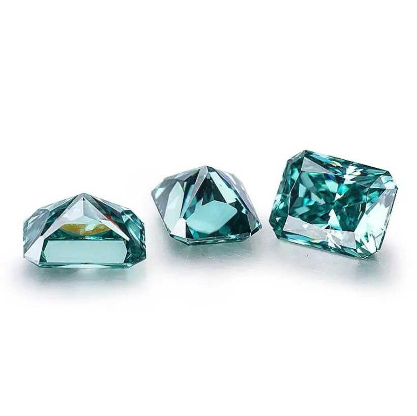 synthetic Moissanite Stone with GRA Certificate Loose Green Color Radiant Cut   Free Shipping  for Women Jewelry Ring Making