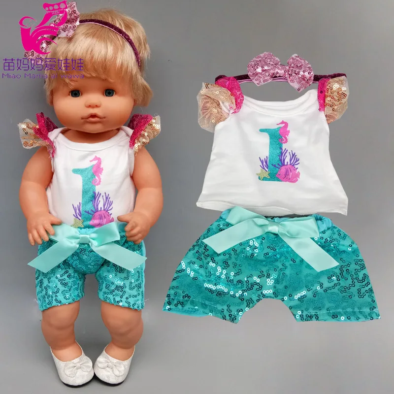 

40cm baby doll sequins shirt pants 40cm Nenuco doll clothes Ropa y su Hermanita 16 inch baby doll outfits