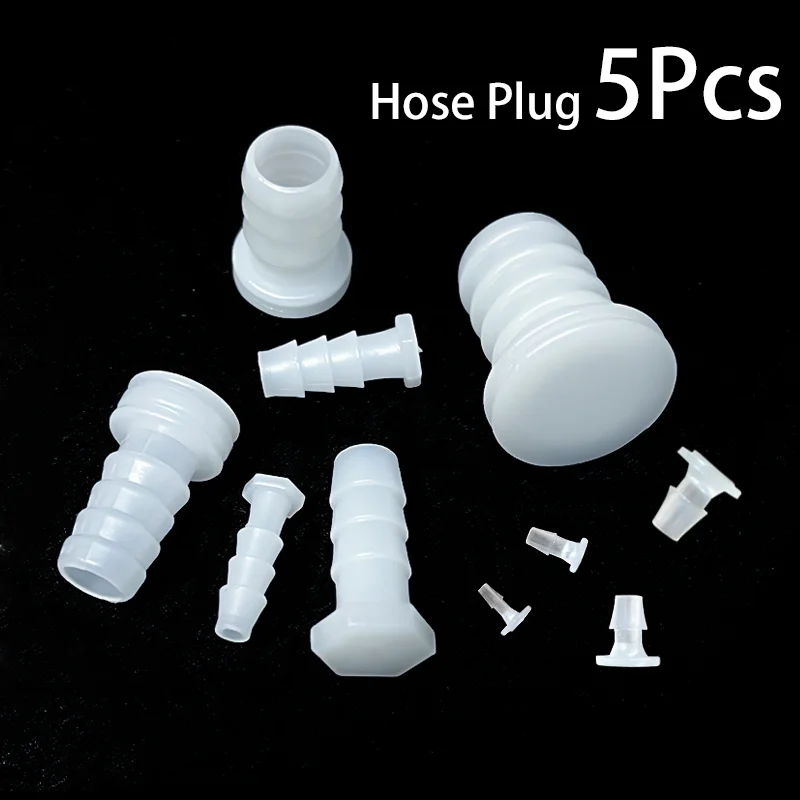 5Pcs Hose Plug Plastic Water Diverter Stop Flow Pipe Cap Rubber Tubing Increasing Barbed Oxygen Rockery Fish Tank Laboratory