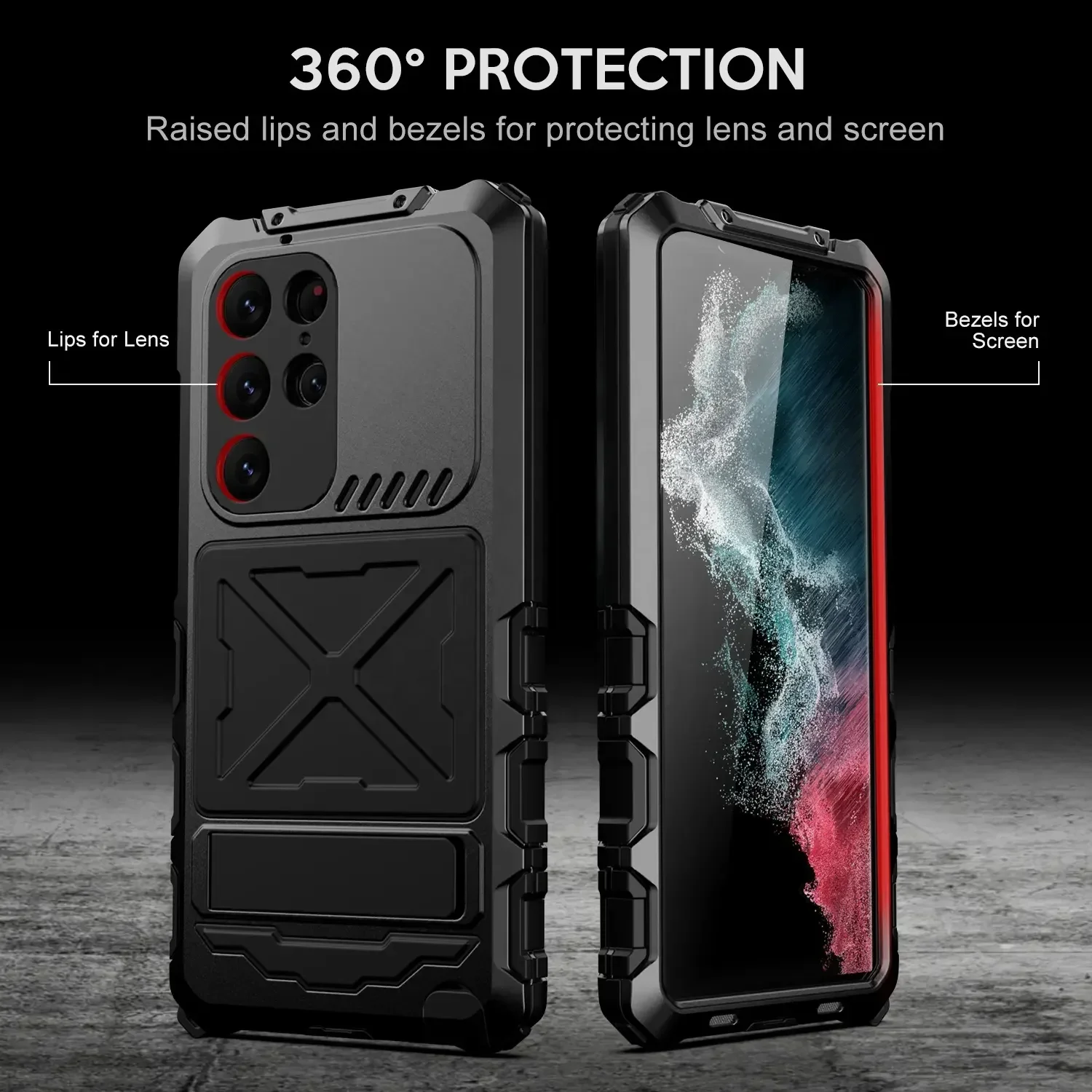 

Heavy Duty Protection Metal Aluminum Shockproof Armor Case Cover For Samsung Galaxy S23 Ultra S22 Ultra Kickstand Mobile Fundas