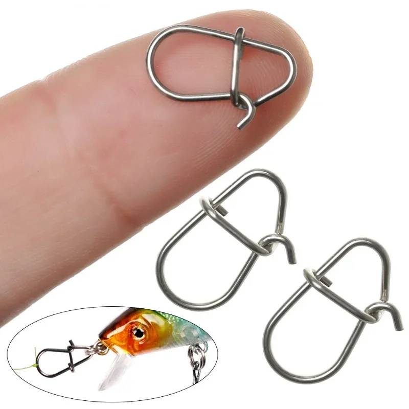 Stainless steel gourd snap safety fast clip 100/500pcs fishing lure rigs connector tool