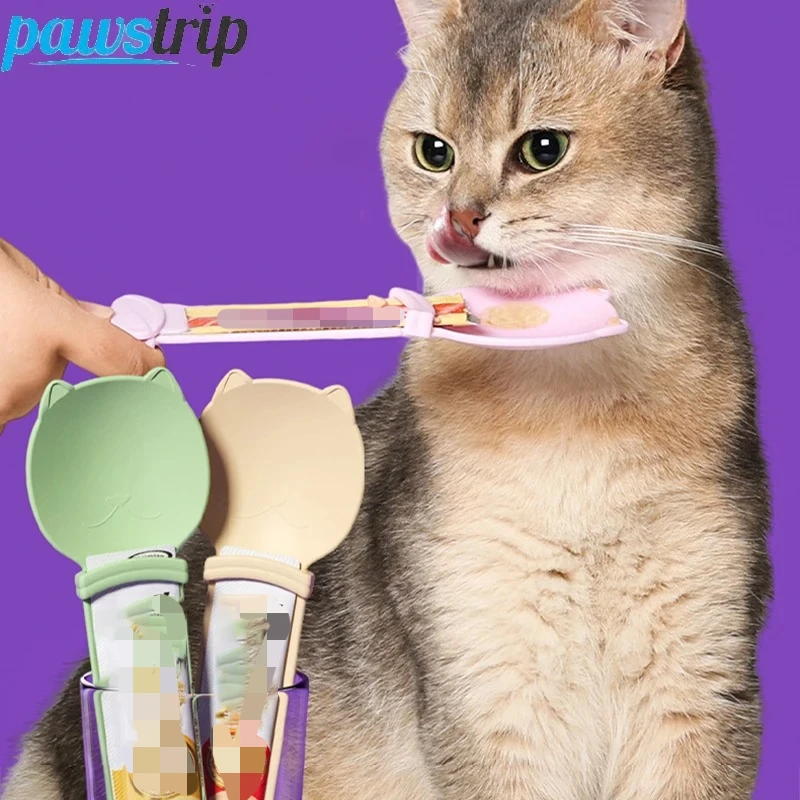 Cat Strip Feeder Cat Strip Squeeze Spoon for Lickable Wet Treats Pet Liquid Snack Feeding Tool 2PCs Pet Supplies