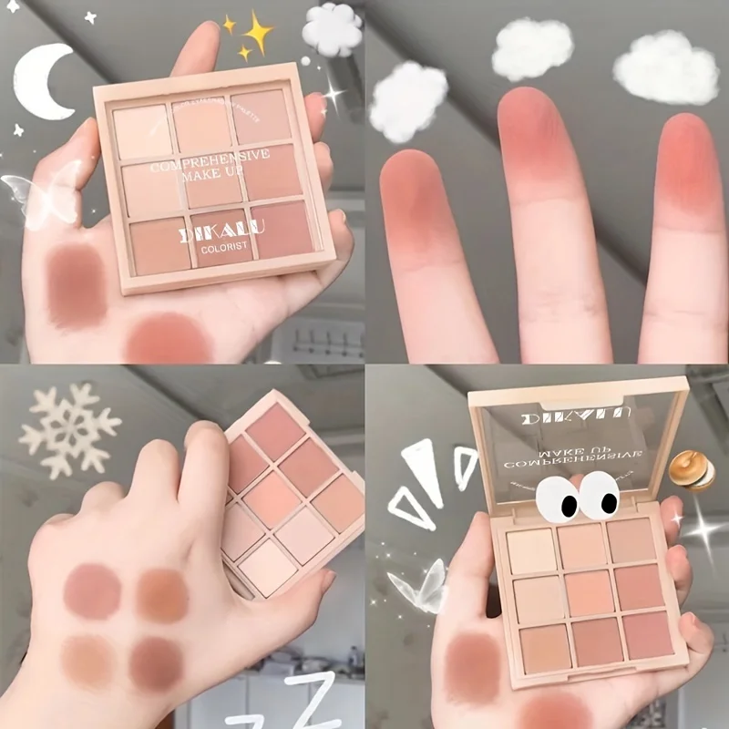 Multifunctional 9 Colors Eyeshadow Palette Various Shades Long Lasting Moisturizing Women Makeup Kit