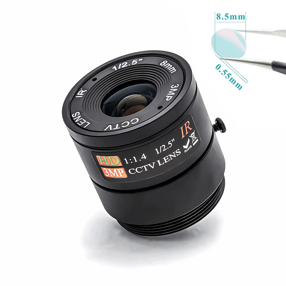 3MP 4/6/8mm CS Mount Lens 1/2.5 Inch Format F1.4 Aperture For Industrial Machine