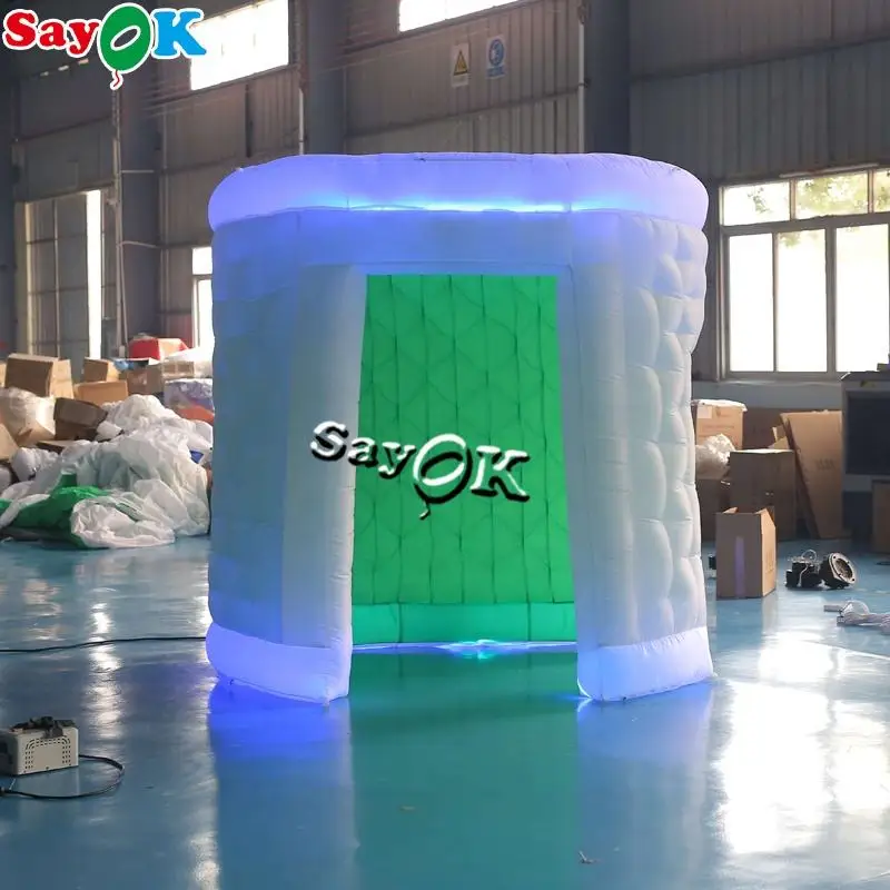 

SAYOK Portable Inflatable Photo Booth Enclosure Backdrop LED Photo Booth Tent with LED Lights for Show Party Wedding Decoration