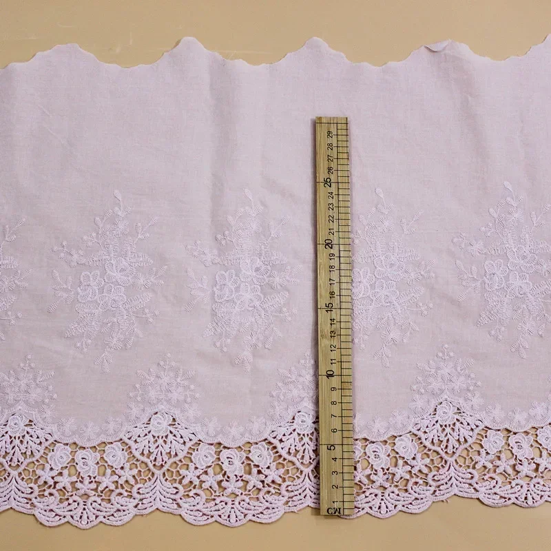 Beige and White 100 % Cotton Embroidered Lace Fabrics Women's Clothing DIY Lace Trim RS1689 3Yards/Lot