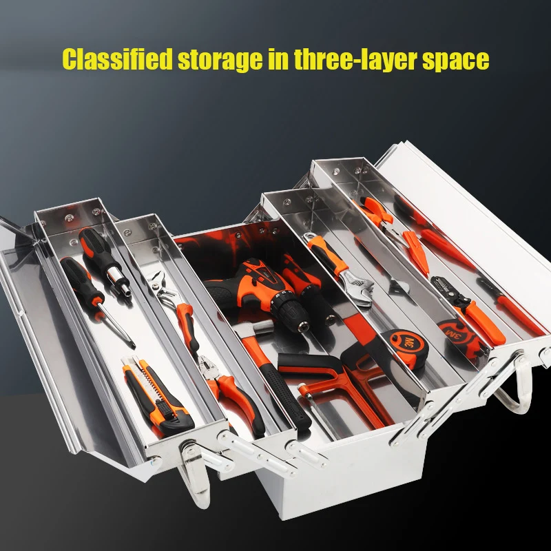NEW Stainless Steel Tool Box Organizer Hardware Protective Case Waterproof Hard Screwdriver Box Professional Carrying Tools Box 2