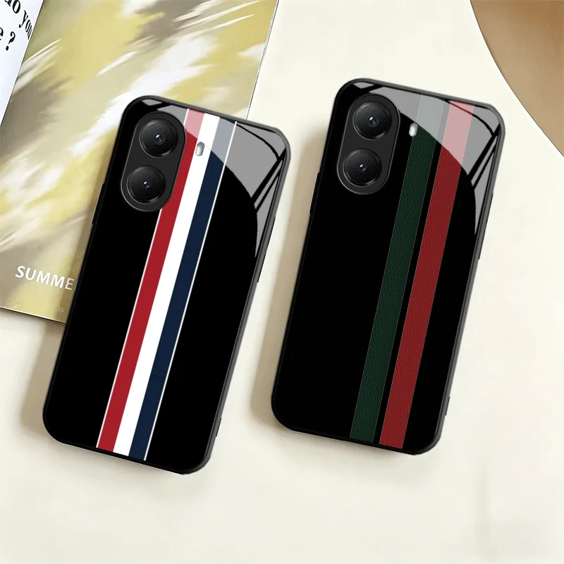 Luxury Sports Line Cool Stripe Tempered Glass Phone Case